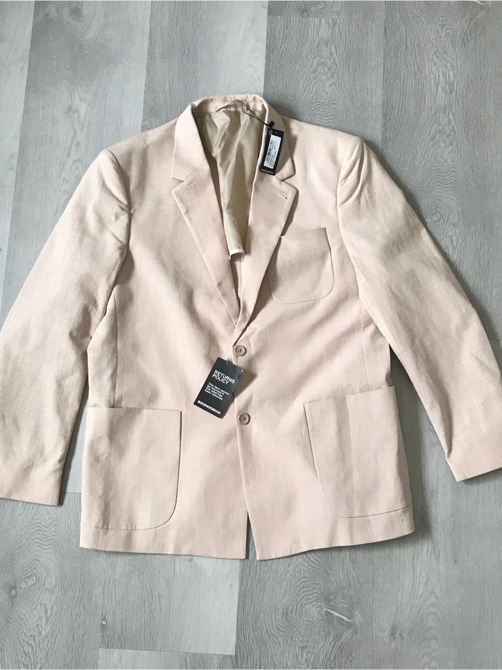 BOOHOO MAN LINEN CREAM BLAZER JACKET MENS 40R